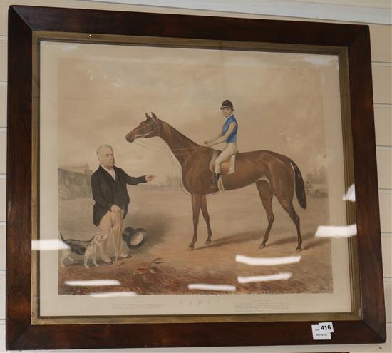 After Von Roos, colour mezzotint, portrait of the racehorse Nancy, 57 x 67cm